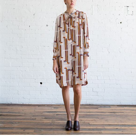 Rachel Comey Upland Dress 100% Silk Rainbow Print Tunic Shirt Dress Size 2 EUC - Picture 1 of 16